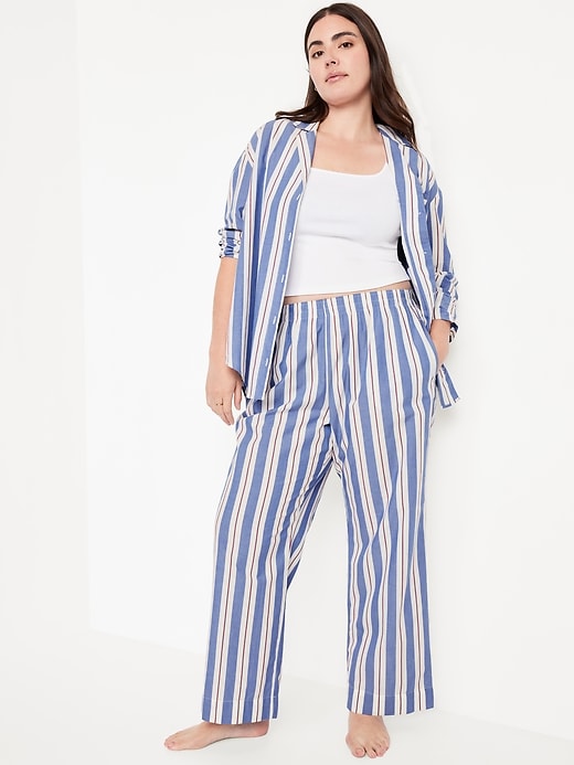 Image number 3 showing, High-Waisted Poplin Pajama Pant