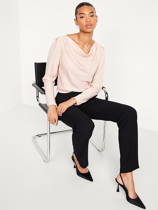 Image number 3 showing, Cowl-Neck Satin Top