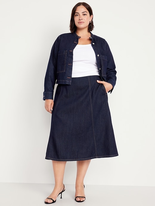 Image number 6 showing, High-Waisted Jean Midi Skirt
