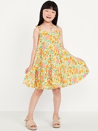 Image number 4 showing, Printed Sleeveless Double-Weave Tiered Dress for Girls