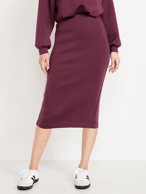Extra High-Waisted Bounce Fleece Midi Skirt - Dark Sepia