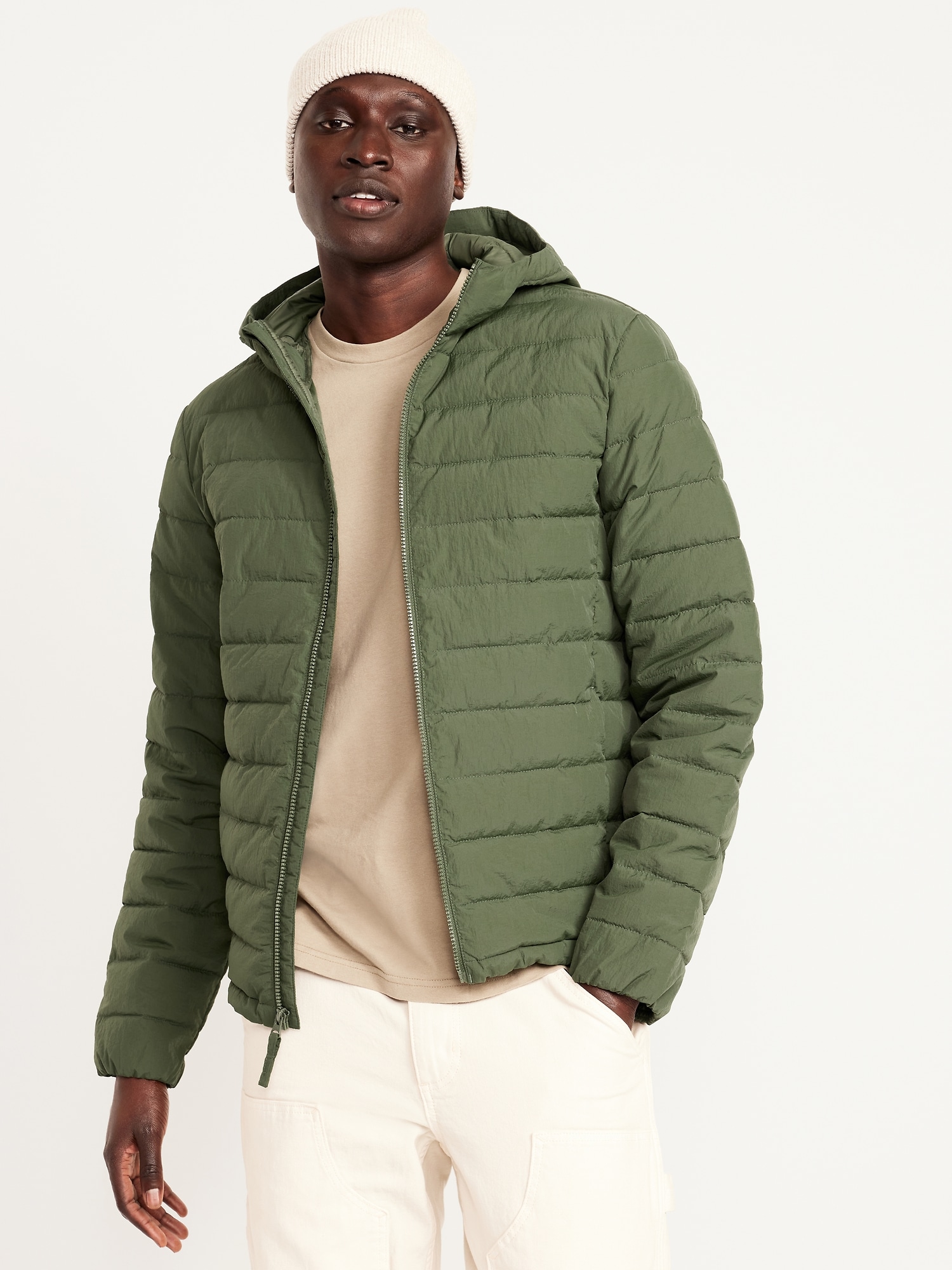 Water-Resistant Narrow-Channel Nylon Puffer Jacket