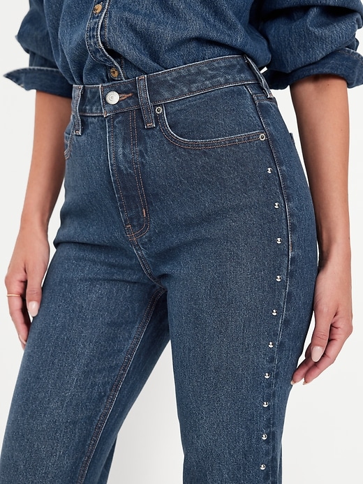 Image number 8 showing, Extra High-Waisted Studded Straight Jeans