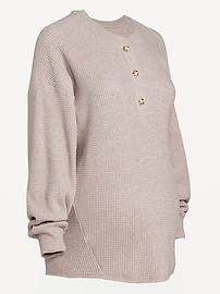 Image number 2 showing, Maternity Oversized Cozy Waffle Henley Top