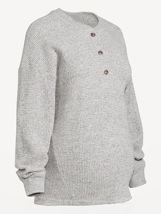 Image number 2 showing, Maternity Oversized Cozy Waffle Henley Top