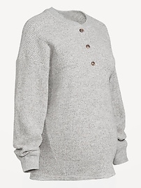 Image number 2 showing, Maternity Oversized Cozy Waffle Henley Top