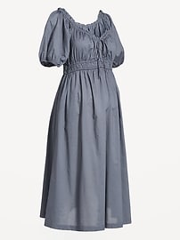 Image number 2 showing, Maternity Puff-Sleeve Midi Dress