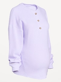 Image number 2 showing, Maternity Oversized Cozy Waffle Henley Top