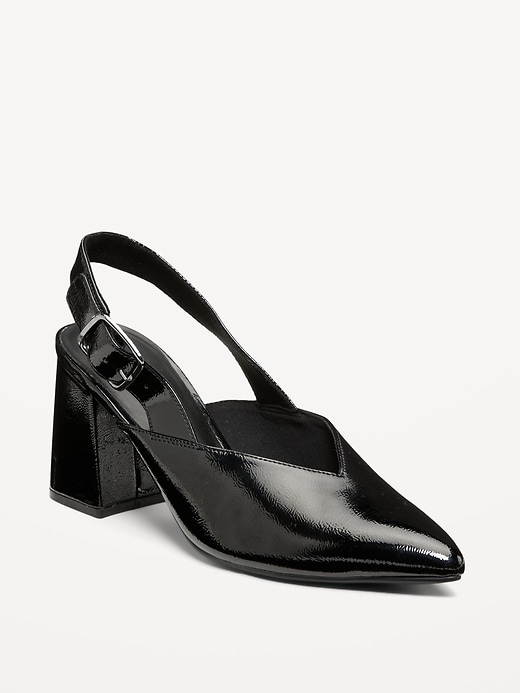 Image number 1 showing, Faux-Leather Slingback Heels for Women