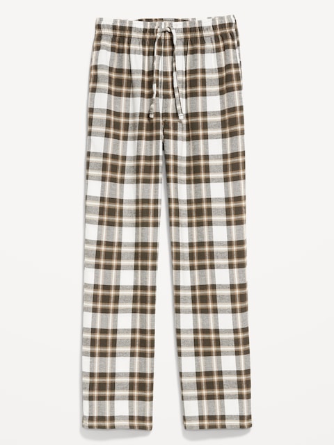 Flannel Pajama Pants for Men - Olive Plaid