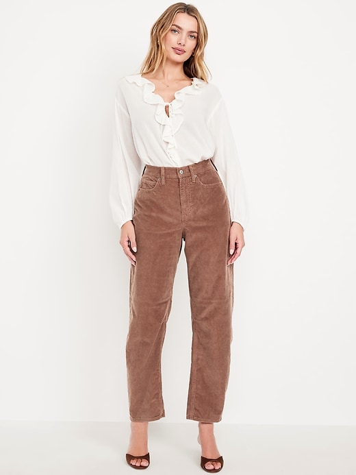 Image number 1 showing, High-Waisted Barrel Ankle Corduroy Pants