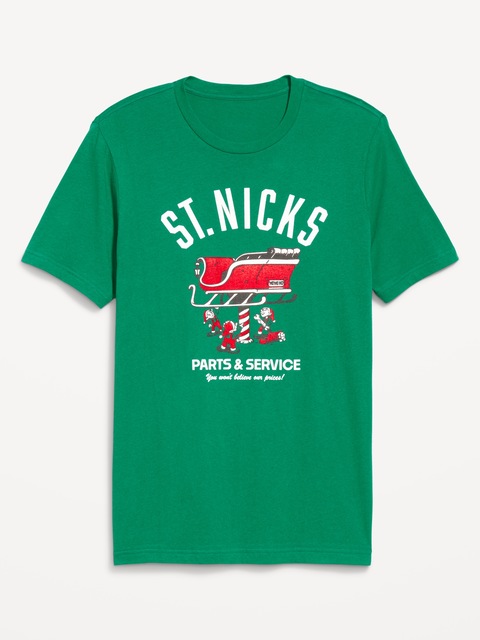 Holiday-Graphic T-Shirt - St. Nick'S Parts & Service (Green)
