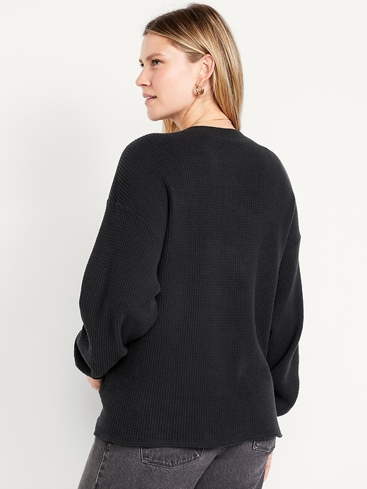 Image number 2 showing, Maternity Oversized Cozy Waffle Henley Top