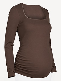 Image number 2 showing, Maternity Long-Sleeve Trapeze-Neck T-Shirt