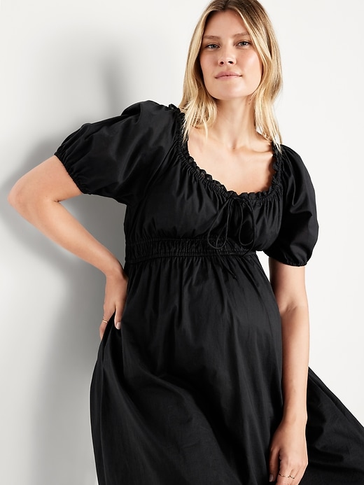 Image number 3 showing, Maternity Puff-Sleeve Midi Dress