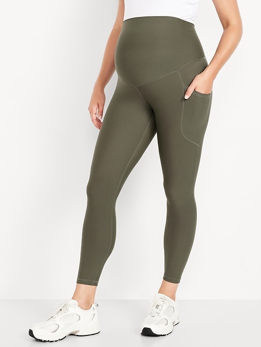 Image number 1 showing, Maternity Full-Panel PowerSoft 7/8 Leggings