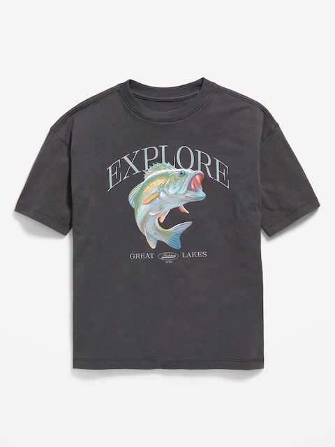 Oversized Short-Sleeve Graphic T-Shirt for Boys - Panther
