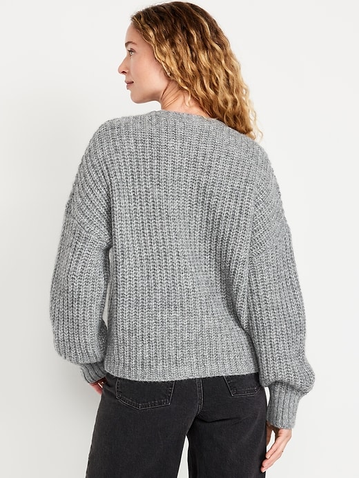 L'image numéro 2 présente Cardigan en mélange de laine à mailles perlées