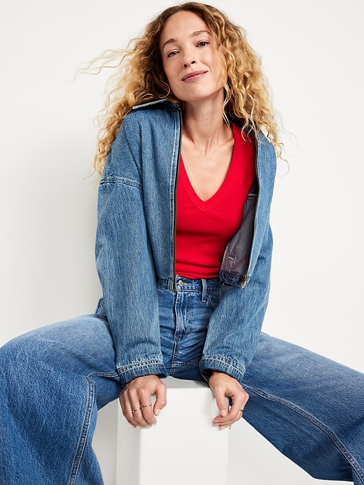 Image number 3 showing, Long-Sleeve Cozy V-Neck Top