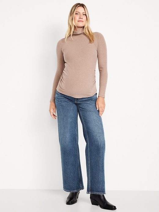 Image number 1 showing, Maternity Extra High-Waisted Full-Panel Wide-Leg Jeans