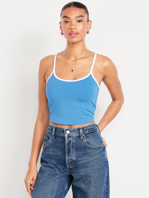 Camisole courte en jersey liséré