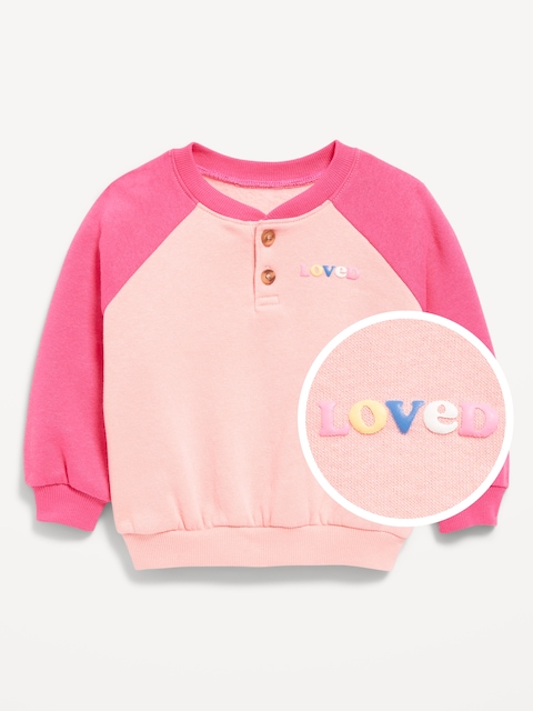 Printed Crew-Neck Sweatshirt for Baby - Pink Colorblock