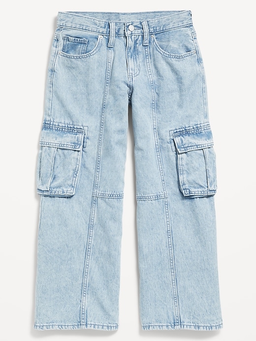 View large product image 2 of 3. High-Waisted Super Baggy Wide-Leg Cargo Jeans for Girls