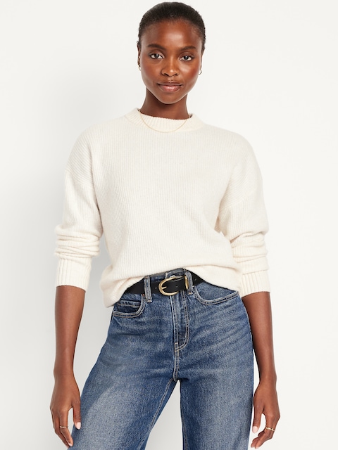 SoSoft Crew-Neck Tunic Sweater - Chalk Heather