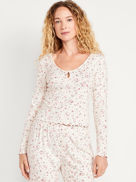 Image number 1 showing, Cozy Ribbed Pajama Top