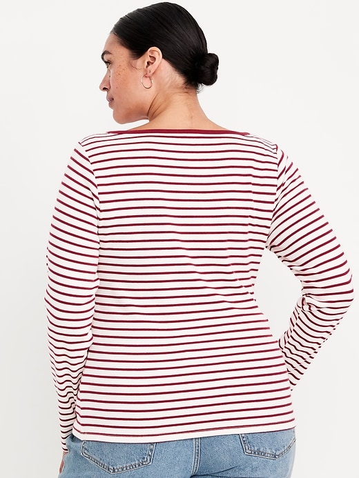 Image number 8 showing, Snug Long-Sleeve Boat-Neck T-Shirt