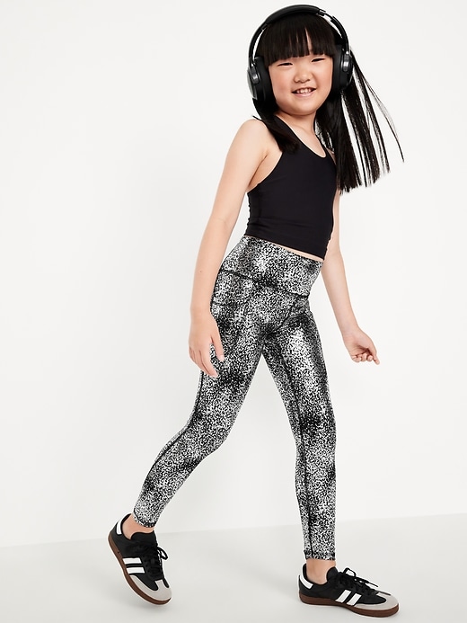 Image number 1 showing, High-Waisted PowerSoft 7/8-Length Side-Pocket Leggings for Girls