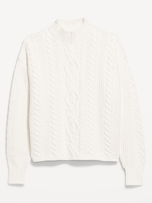 Image number 4 showing, SoSoft Cropped Mock-Neck Cable Sweater