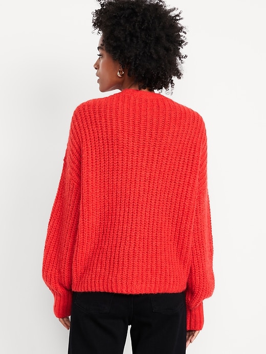 L'image numéro 2 présente Cardigan en mélange de laine à mailles perlées