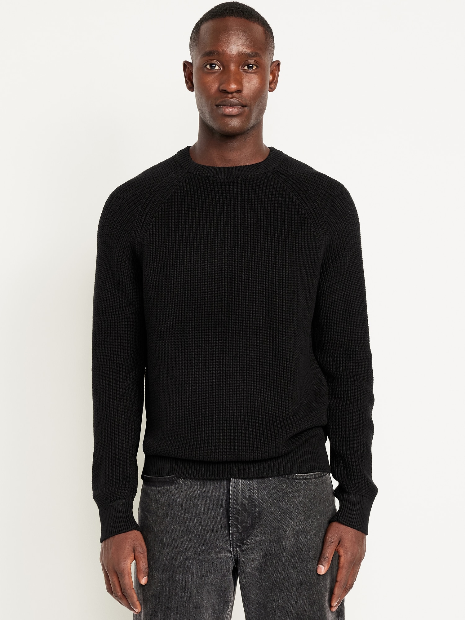 Crew-Neck Shaker-Stitch Sweater