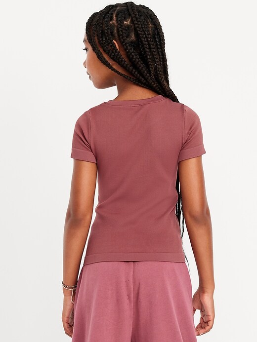 View large product image 2 of 3. Fitted Seamless Ribbed Performance Top for Girls