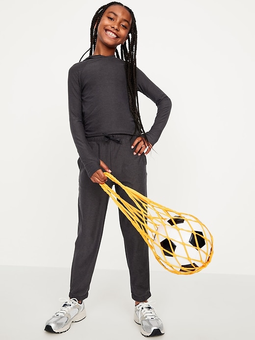 Voir une image plus grande du produit 2 de 4. Pantalon de jogging en coton ouaté NuageSport à taille haute pour fille