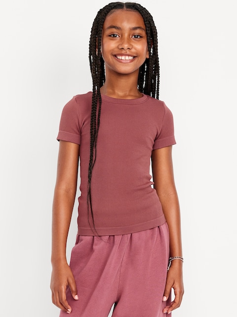Fitted Seamless Ribbed Performance Top for Girls - Incaberry