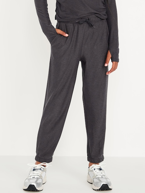 Pantalon de jogging en coton ouaté NuageSport à taille haute pour fille - Noir