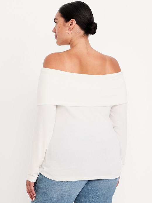 Image number 7 showing, Off-Shoulder Long-Sleeve Ribbed Top