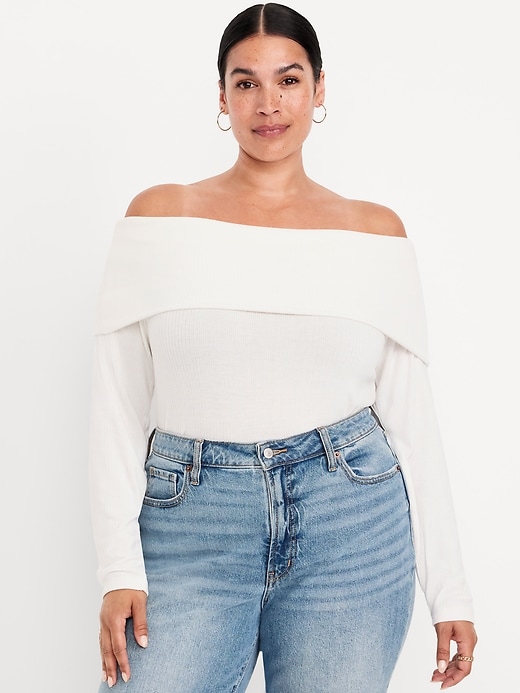 Image number 6 showing, Off-Shoulder Long-Sleeve Ribbed Top