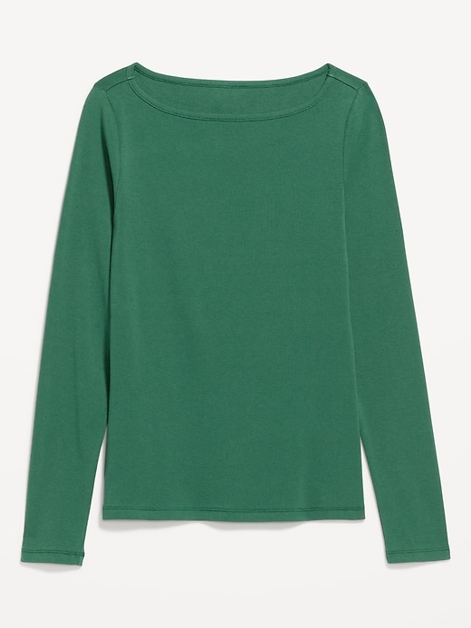 L'image numéro 8 présente T-shirt ajusté à manches longues et à encolure bateau
