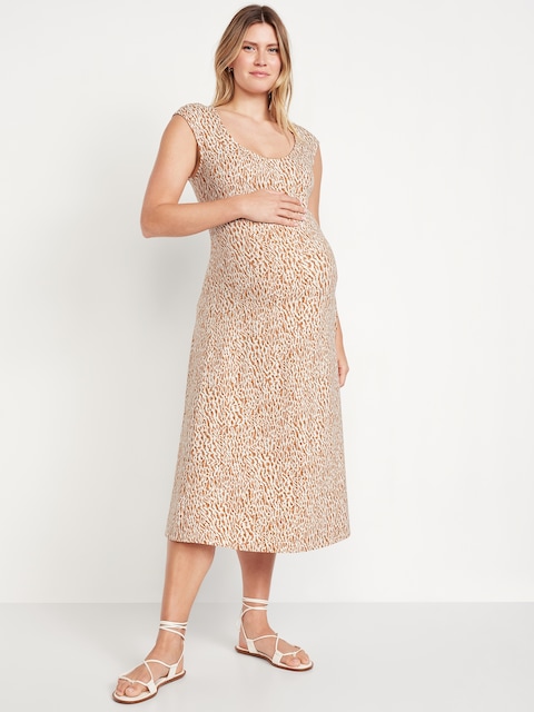 Maternity Fit & Flare Midi Dress - Cheetah