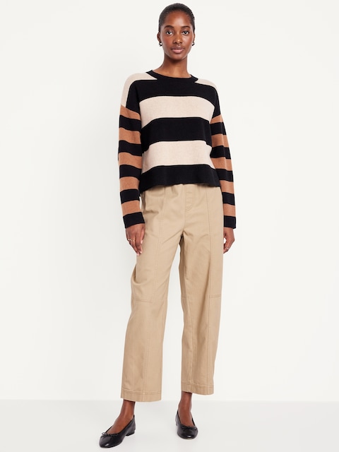 High-Waisted Barrel Ankle Pants - Classic Khaki