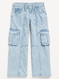 Image number 1 showing, High-Waisted Super Baggy Wide-Leg Cargo Jeans for Girls