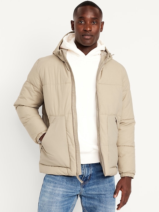 Image number 1 showing, Water-Resistant Hooded Puffer Jacket