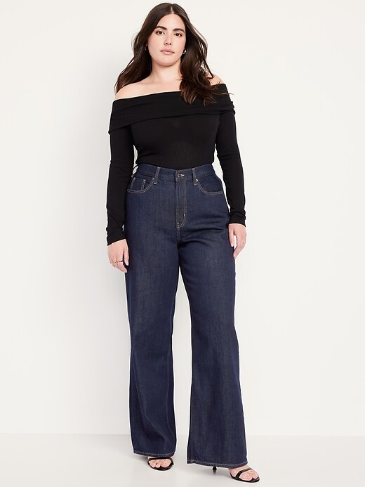 Image number 7 showing, High-Waisted Baggy Wide-Leg Jeans