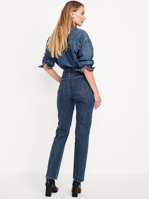 Image number 3 showing, Extra High-Waisted Studded Straight Jeans