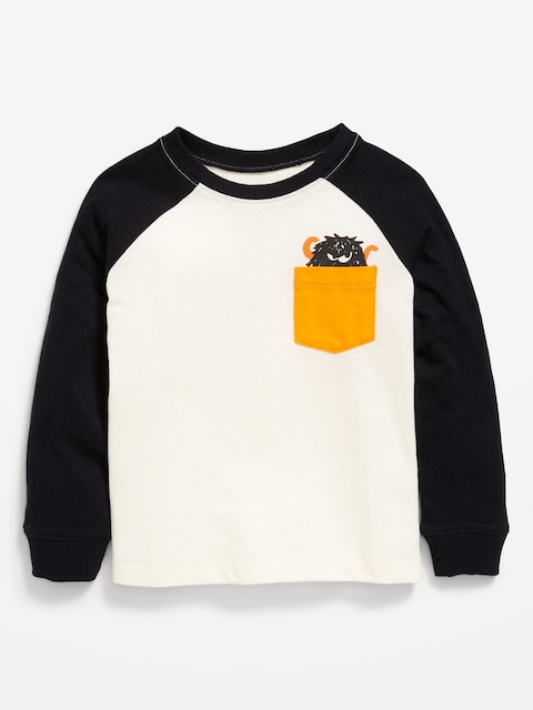 Long-Sleeve Pocket T-Shirt for Toddler Boys - Black Combo