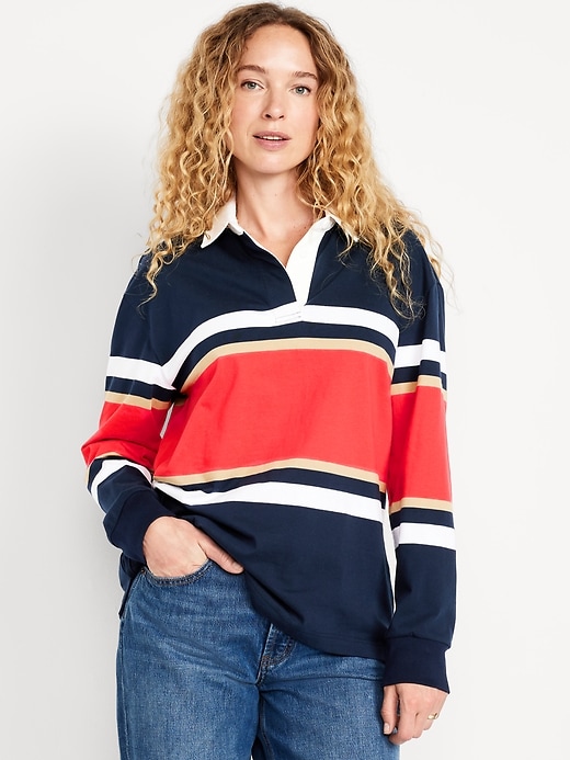 Image number 1 showing, Oversized Rugby-Stripe Top
