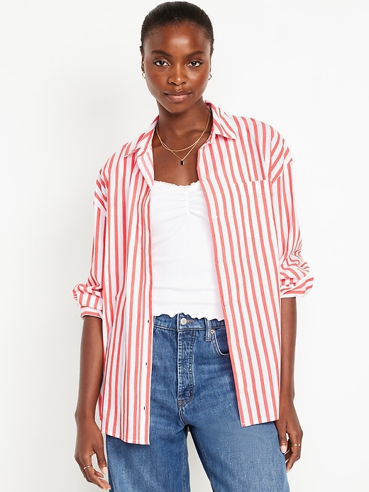 Image number 1 showing, Oversized Button-Down Boyfriend Shirt